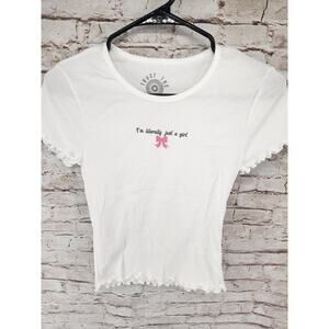 Trust The Universe T-Shirt Bow Tee Size Large Crop Top Short Sleeve